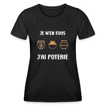 Humour pots de Poterie - T-shirt sport Femme - noir - Devant - AI Model Female 172 light (172cm)