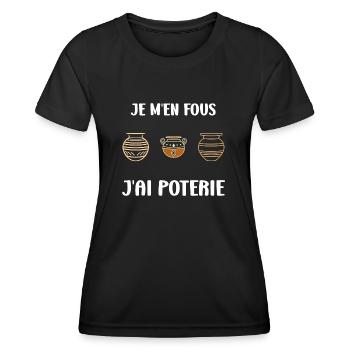 Humour pots de Poterie - T-shirt sport Femme - noir - Devant - AI Model Female 172 light (172cm)
