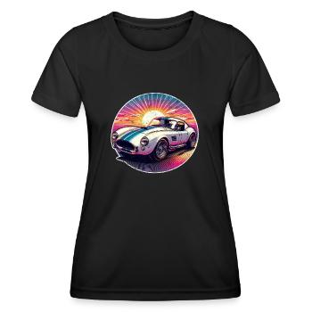 Oldtimer Sonnenuntergang - Frauen Funktions-T-Shirt - Schwarz - Vorne - AI Model Female 172 light (172cm)