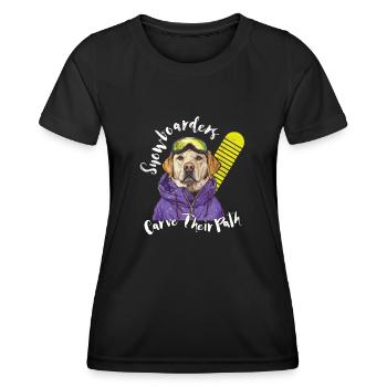 Les snowboarders tracent leur chemin Sports d’hiver Chien - T-shirt sport Femme - noir - Devant - AI Model Female 172 light (172cm)