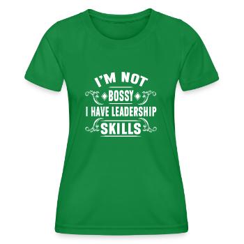Je ne suis pas autoritaire, j’ai des compétences en leadership - T-shirt sport Femme - vert - Devant - AI Model Female 172 dark (172cm)