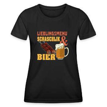 Lieblingsmenu Schaschlik und Bier Russen Papa - Frauen Funktions-T-Shirt - Schwarz - Vorne - AI Model Female 172 light (172cm)