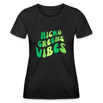 VIBRATIONS DE MICRO-POUSSES | Micro jardinage d’agriculteurs urbains - T-shirt sport Femme - noir - Devant - AI Model Female 172 light (172cm)