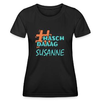Susanne - Frauen Funktions-T-Shirt - Schwarz - Vorne - AI Model Female 172 light (172cm)
