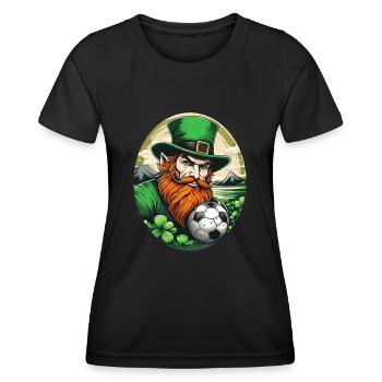St. Patrick's Day Kleeblatt Fußball - Frauen Funktions-T-Shirt - Schwarz - Vorne - AI Model Female 172 light (172cm)