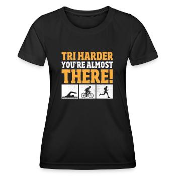 Tri Vous y êtes presque Triathlète Triathlo - T-shirt sport Femme - noir - Devant - AI Model Female 172 light (172cm)