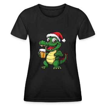 Alligator Bière de Noël Drôle - T-shirt sport Femme - noir - Devant - AI Model Female 172 light (172cm)