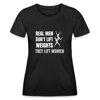 Les vrais hommes soulèvent les femmes | Danseur de ballet - T-shirt sport Femme - noir - Devant - AI Model Female 172 light (172cm)