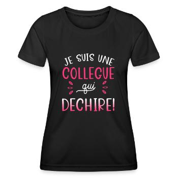 Je suis une collègue qui déchire. Cadeau collègue - T-shirt sport Femme - noir - Devant - AI Model Female 172 light (172cm)
