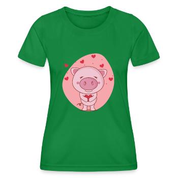 oink oink Liebe - Frauen Funktions-T-Shirt - Kelly Green - Vorne - AI Model Female 172 dark (172cm)