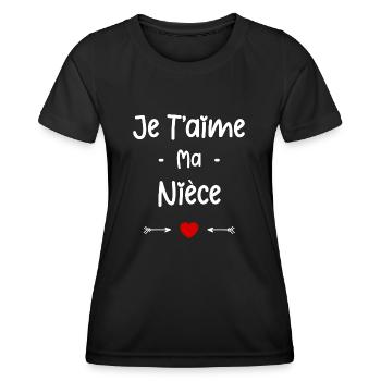 je t'aime ma Nièce - T-shirt sport Femme - noir - Devant - AI Model Female 172 light (172cm)
