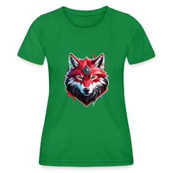Wolf Tattoo - Women's Functional T-Shirt - kelly green - Front - AI Model Female 172 dark (172cm)