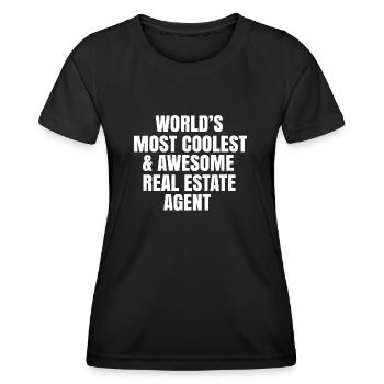 World's most coolest and awesome real estate agent - Women's Functional T-Shirt - black - Front - AI Model Female 172 light (172cm)