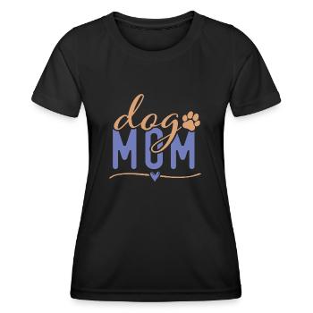 DOG MOM Design, Dog mum Hundemama Typografie - Frauen Funktions-T-Shirt - Schwarz - Vorne - AI Model Female 172 light (172cm)