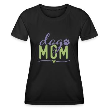 DOG MOM Design, Dog mum Hundemama Typografie - Frauen Funktions-T-Shirt - Schwarz - Vorne - AI Model Female 172 light (172cm)