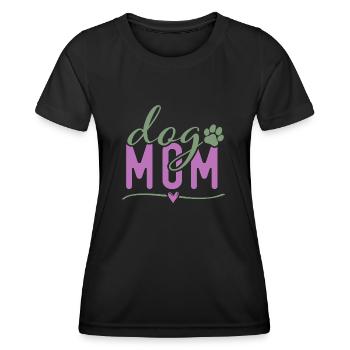 DOG MOM Design, Dog mum Hundemama Typografie - Frauen Funktions-T-Shirt - Schwarz - Vorne - AI Model Female 172 light (172cm)