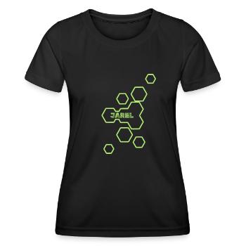 Nom : Jarel - T-shirt sport Femme - noir - Devant - AI Model Female 172 light (172cm)