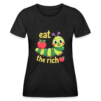 Mangez les riches - Chenille affamée - T-shirt sport Femme - noir - Devant - AI Model Female 172 light (172cm)