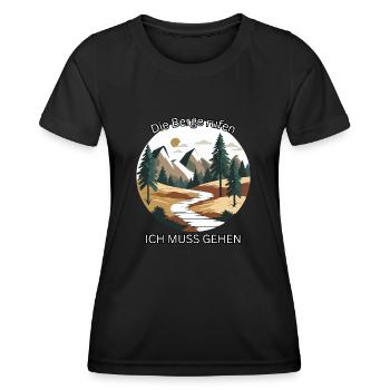 La montagne vous appelle – Randonnée et aventure - T-shirt sport Femme - noir - Devant - AI Model Female 172 light (172cm)