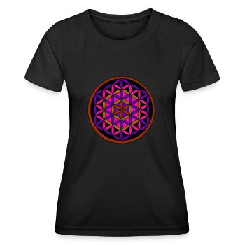Flower of Life Psytrance Sacred Geometry Goa - Women's Functional T-Shirt - black - Front - AI Model Female 172 light (172cm)