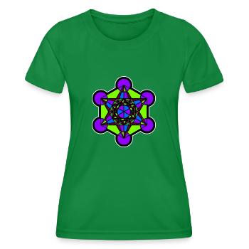 Metatron Cube - Heilige Geometrie - Goa - Geschenk - Frauen Funktions-T-Shirt - Kelly Green - Vorne - AI Model Female 172 dark (172cm)