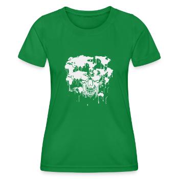 Skull. World. Pollution. - Women's Functional T-Shirt - kelly green - Front - AI Model Female 172 dark (172cm)