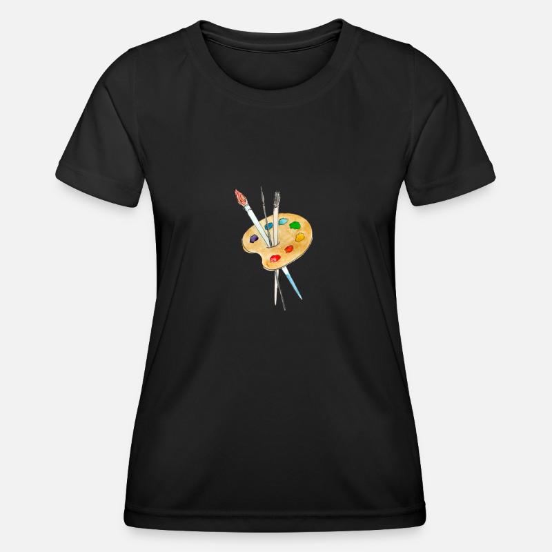 Palette, paints and brushes - Women's Functional T-Shirt - black