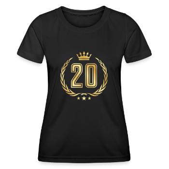 Couronne de couronne en or 20 ans - T-shirt sport Femme - noir - Devant - AI Model Female 172 light (172cm)