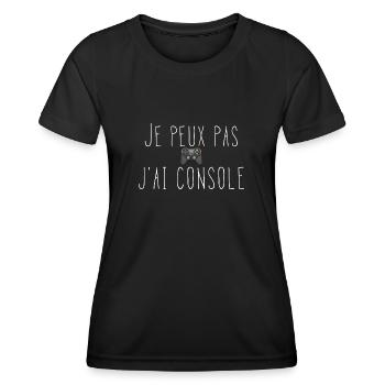 Je peux pas j'ai console - T-shirt sport Femme - noir - Devant - AI Model Female 172 light (172cm)