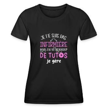 Infirmière humour métier maman idée cadeau médecin - T-shirt sport Femme - noir - Devant - AI Model Female 172 light (172cm)