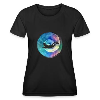 Idée cadeau surf double exposition art bodyboard - T-shirt sport Femme - noir - Devant - AI Model Female 172 light (172cm)