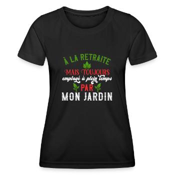 Humour retraite jardin pour passionné de jardinage - T-shirt sport Femme - noir - Devant - AI Model Female 172 light (172cm)
