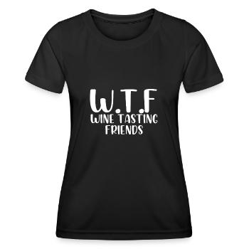 W.T.F Wine Tasting Friends - Frauen Funktions-T-Shirt - Schwarz - Vorne - AI Model Female 172 light (172cm)