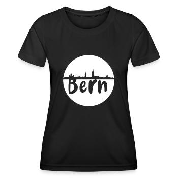 bern, skyline, kreis, scherenschnitt, weiss - Frauen Funktions-T-Shirt - Schwarz - Vorne - AI Model Female 172 light (172cm)