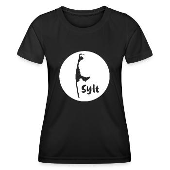 sylt ,blanc, île, logo, cercle - T-shirt sport Femme - noir - Devant - AI Model Female 172 light (172cm)