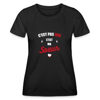 C'EST PAS MOI C'EST MA SOEUR - T-shirt sport Femme - noir - Devant - AI Model Female 172 light (172cm)
