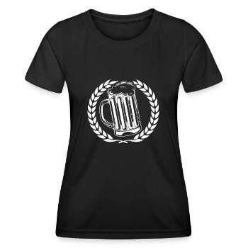 Bier Symbol Bierglas Kranz - Frauen Funktions-T-Shirt - Schwarz - Vorne - AI Model Female 172 light (172cm)