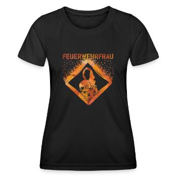 Feuerwehrfrau Feuerwehr - Frauen Funktions-T-Shirt - Schwarz - Vorne - AI Model Female 172 light (172cm)
