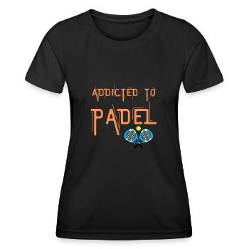 Padel süchtig. Liebe Padel zu spielen. - Frauen Funktions-T-Shirt - Schwarz - Vorne - AI Model Female 172 light (172cm)