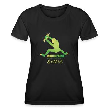 Bouldern - Frauen Funktions-T-Shirt - Schwarz - Vorne - AI Model Female 172 light (172cm)