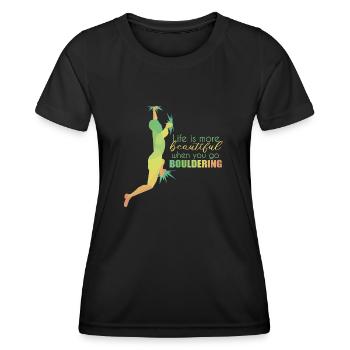 Bouldern - Frauen Funktions-T-Shirt - Schwarz - Vorne - AI Model Female 172 light (172cm)