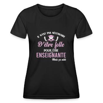 Cadeau enseignante humour professeur cadeau métier - T-shirt sport Femme - noir - Devant - AI Model Female 172 light (172cm)