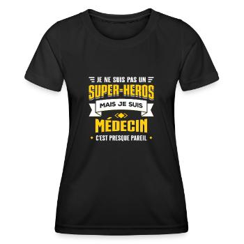 MEDECIN SUPER-HÉROS - T-shirt sport Femme - noir - Devant - AI Model Female 172 light (172cm)