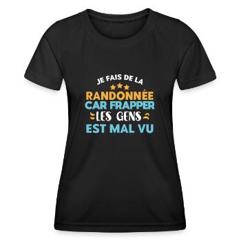 randonneur idée cadeau passion randonnée, humour - T-shirt sport Femme - noir - Devant - AI Model Female 172 light (172cm)