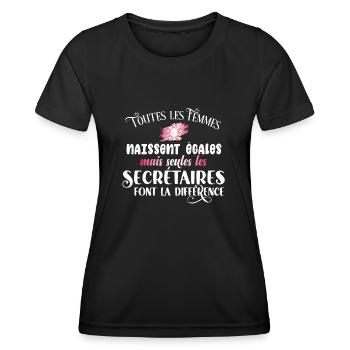 Secrétaire, idée cadeau métier pour femme, humour - T-shirt sport Femme - noir - Devant - AI Model Female 172 light (172cm)