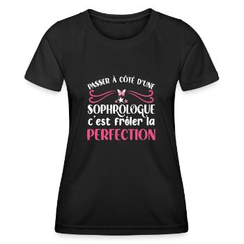 Sophrologue humour métier idée cadeau professions - T-shirt sport Femme - noir - Devant - AI Model Female 172 light (172cm)