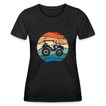 Tracteur pays de trekker agriculteur cadeau rétro - T-shirt sport Femme - noir - Devant - AI Model Female 172 light (172cm)