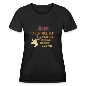 Jäger haben viel zeit Geschenk Jagd Wildschwein - Frauen Funktions-T-Shirt - Schwarz - Vorne - AI Model Female 172 light (172cm)