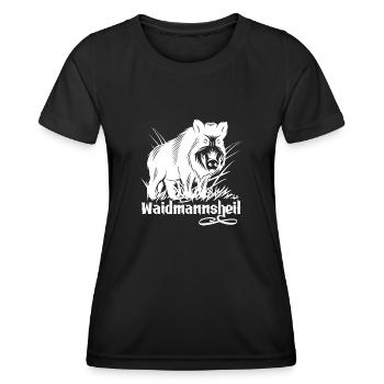 Waidmannsheil Geschenk Jagd Wildschwein Jägersmann - Frauen Funktions-T-Shirt - Schwarz - Vorne - AI Model Female 172 light (172cm)