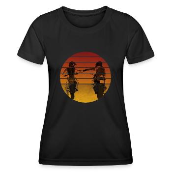 Motorrad Motorcross Motorradfahrer Bikers Vintage - Frauen Funktions-T-Shirt - Schwarz - Vorne - AI Model Female 172 light (172cm)